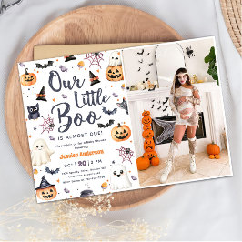 Niedliches Halloween Ghost Baby Dusche Party Foto Einladung