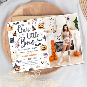 Niedliches Halloween Ghost Baby Dusche Party Foto Einladung
