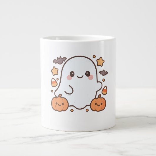 Niedliches Halloween-Ghost-Clipart, Spaß und Niedl Jumbo-Tasse (Vorderseite)