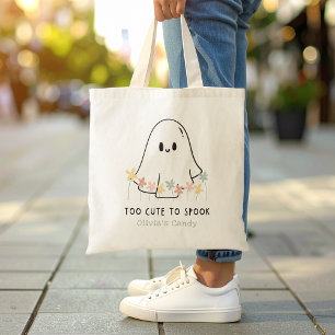 Niedliches Halloween Ghost Floral zu Niedlich, um Tragetasche