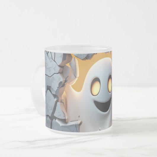 Niedliches Halloween Ghost - Funny Cracking Wall D Mattglastasse (Vorderseite Links)