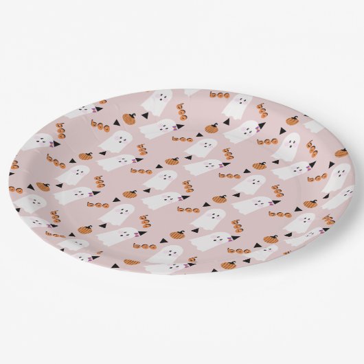 Niedliches Halloween Ghost Ghoul Orange Confetti P Pappteller (Schrägansicht)