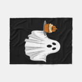 Niedliches Halloween Ghost Holding Pumpkin Cupcake Fleecedecke (Vorderseite (Horizontal))