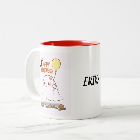 Niedliches Halloween Ghost Holloon Zweifarbige Tasse (Vorderseite Links)