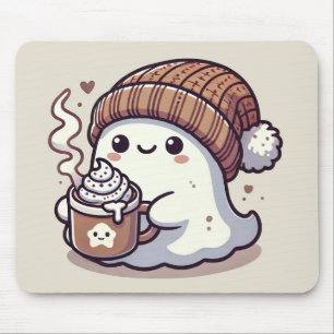 Niedliches Halloween Ghost in Herbst Beanie & Hot Mousepad