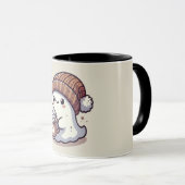 Niedliches Halloween Ghost in Herbst Beanie & Hot  Tasse (VorderseiteRechts)