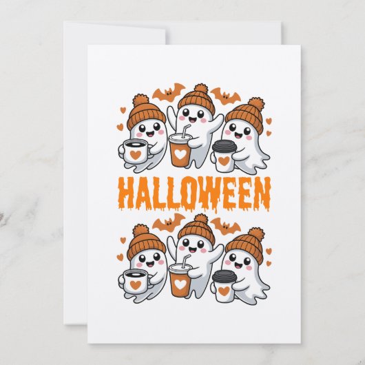Niedliches Halloween-Ghost-Kaffeedesign Einladung (Rückseite)