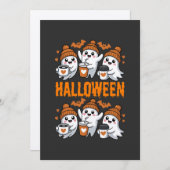 Niedliches Halloween-Ghost-Kaffeedesign Einladung (Vorne/Hinten)