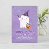 Niedliches Halloween Ghost Kids-Party Einladung (Stehend Vorderseite)