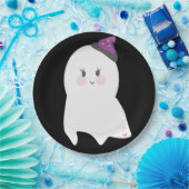 Niedliches Halloween Ghost Lila Black Pappteller (Party)