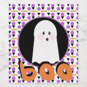 Niedliches Halloween Ghost Lila Orange Weinlabel Weinetikett (Einzelnes Label)