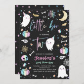 Niedliches Halloween Ghost Little Boo 2. Geburtsta Einladung (Vorne/Hinten)