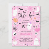 Niedliches Halloween Ghost Little Boo 2. Geburtsta Einladung (Vorderseite)