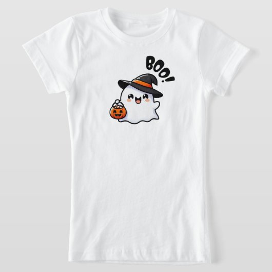 Niedliches Halloween Ghost mit Hexenhut - Boo T-Shirt (Ablage )