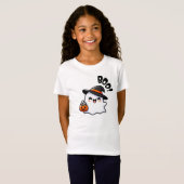 Niedliches Halloween Ghost mit Hexenhut - Boo T-Shirt (Vorne ganz)