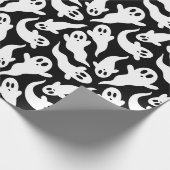 Niedliches Halloween-Ghost-Muster Schwarz-Weiß Geschenkpapier (Ecke)
