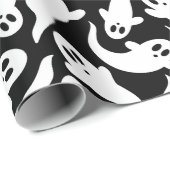 Niedliches Halloween-Ghost-Muster Schwarz-Weiß Geschenkpapier (Rolleneckpunkt)