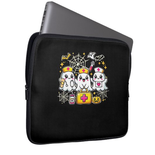 Niedliches Halloween Ghost Nurse Trio mit medizini Laptopschutzhülle (Vorne Rechts)