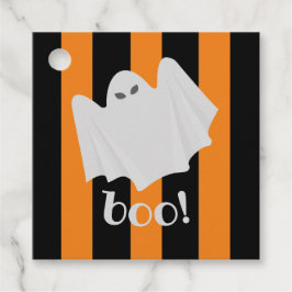 Niedliches Halloween Ghost Orange + Black Stripes Geschenkanhänger
