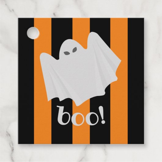 Niedliches Halloween Ghost Orange + Black Stripes  Geschenkanhänger (Vorderseite)