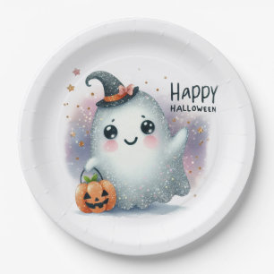 Niedliches Halloween-Ghost Pappteller