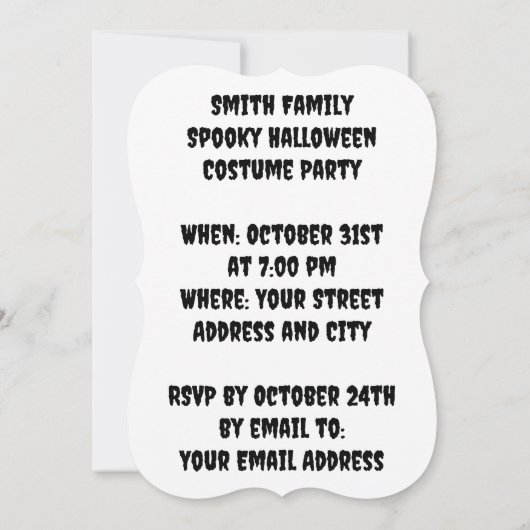 Niedliches Halloween-Ghost-Party Einladung (Rückseite)