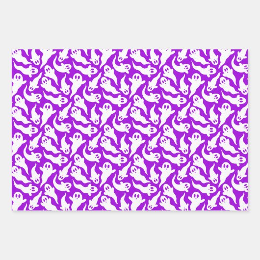 Niedliches Halloween Ghost Pattern Orange Black Li Geschenkpapier Set (Vorderseite 2)