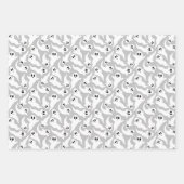 Niedliches Halloween Ghost Pattern Schwarz Grau Li Geschenkpapier Set (Vorderseite 3)