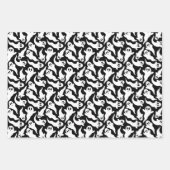 Niedliches Halloween Ghost Pattern Schwarz Grau Li Geschenkpapier Set (Vorderseite)