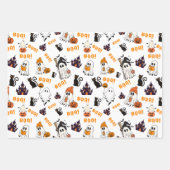 Niedliches Halloween Ghost Pattern - Spooky Black Geschenkpapier Set (Vorderseite 2)