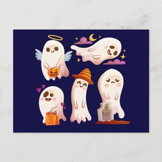 Niedliches Halloween-Ghost Postkarte (Vorderseite)