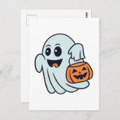 Niedliches Halloween-Ghost Postkarte (Vorne/Hinten)