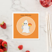Niedliches Halloween-Ghost & Pumpkin auf Orange Serviette (Beispiel)