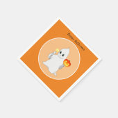 Niedliches Halloween-Ghost & Pumpkin auf Orange Serviette (Ecke)