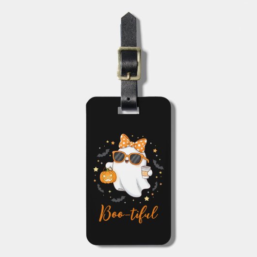 Niedliches Halloween Ghost Pumpkin Gewürz Personal Gepäckanhänger (Vorderseite vertikal)