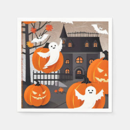 Niedliches Halloween Ghost & Pumpkin Party-Dekor Serviette