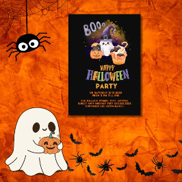 niedliches Halloween Ghost & Pumpkin-Party Einladung