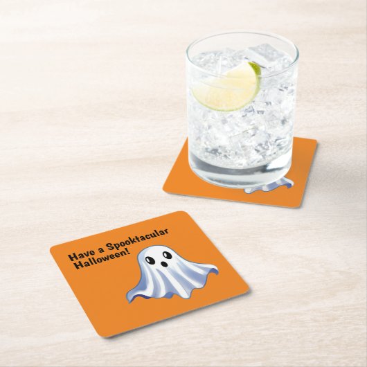 Niedliches Halloween-Ghost Rechteckiger Pappuntersetzer (Vor Ort)