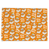 Niedliches Halloween Ghost Retro Spooky Boo Orange Große Geschenktüte (Rückseite)