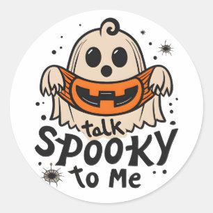 Niedliches Halloween Ghost Retro : Sprich mit mir Runder Aufkleber