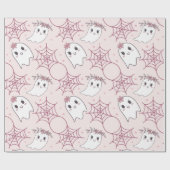Niedliches Halloween Ghost & Spiderweb Muster (2) Geschenkpapier (Flach)