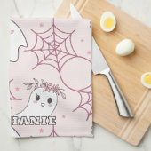 Niedliches Halloween Ghost & Spiderweb Muster (2) Geschirrtuch (Viertel Falte)
