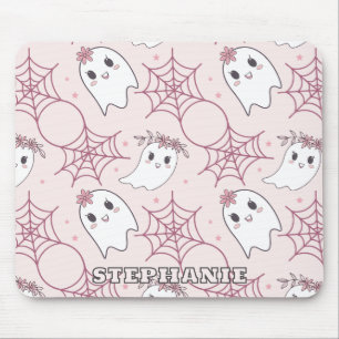 Niedliches Halloween Ghost & Spiderweb Muster (2) Mousepad