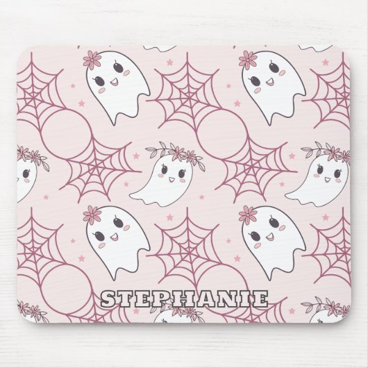 Niedliches Halloween Ghost & Spiderweb Muster (2) Mousepad (Vorne)