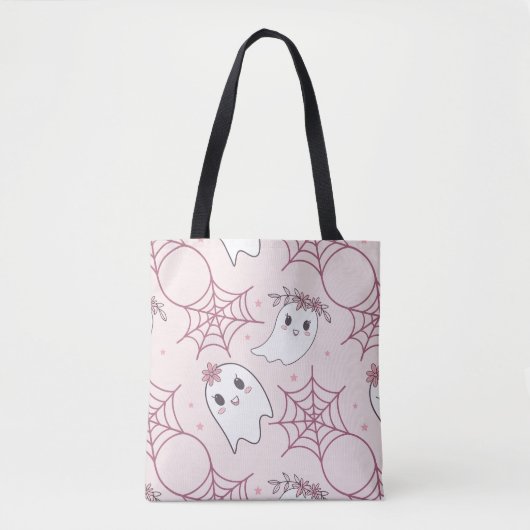 Niedliches Halloween Ghost & Spiderweb Muster (2) Tasche (Vorderseite)