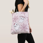 Niedliches Halloween Ghost & Spiderweb Muster (2) Tasche (Von Nahem)