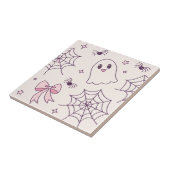 Niedliches Halloween Ghost & Spiderweb Muster Fliese (Seite)