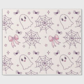 Niedliches Halloween Ghost & Spiderweb Muster Geschenkpapier (Flach)