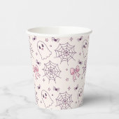 Niedliches Halloween Ghost & Spiderweb Muster Pappbecher (Links)