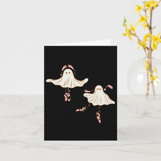 Niedliches Halloween Ghost Tancing Ballerina Karte (Gelbe Blume)